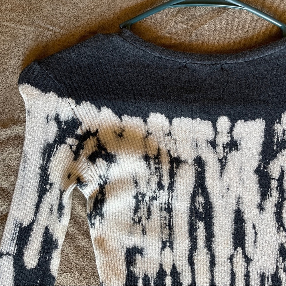 Ribbed Tie-Dye 96% Cotton Long Sleeve Dress - Picture 4 of 6